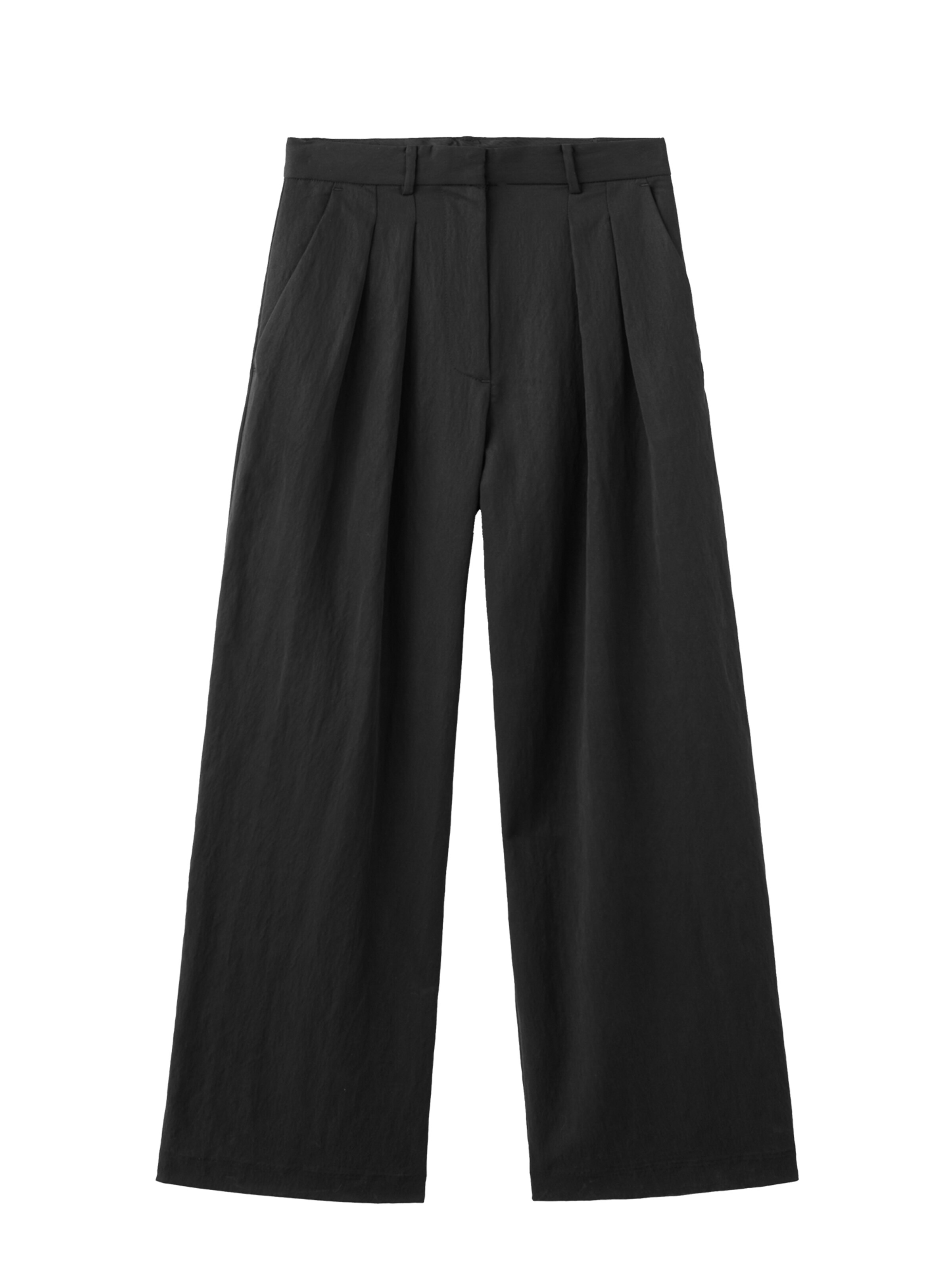 MANGO Zvonové kalhoty Kalhoty se sklady v pase 'Marga' – černá: přední strana