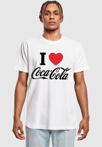 Merchcode Μπλουζάκι 'Coca Cola I Love Coke' σε λευκό: μπροστά