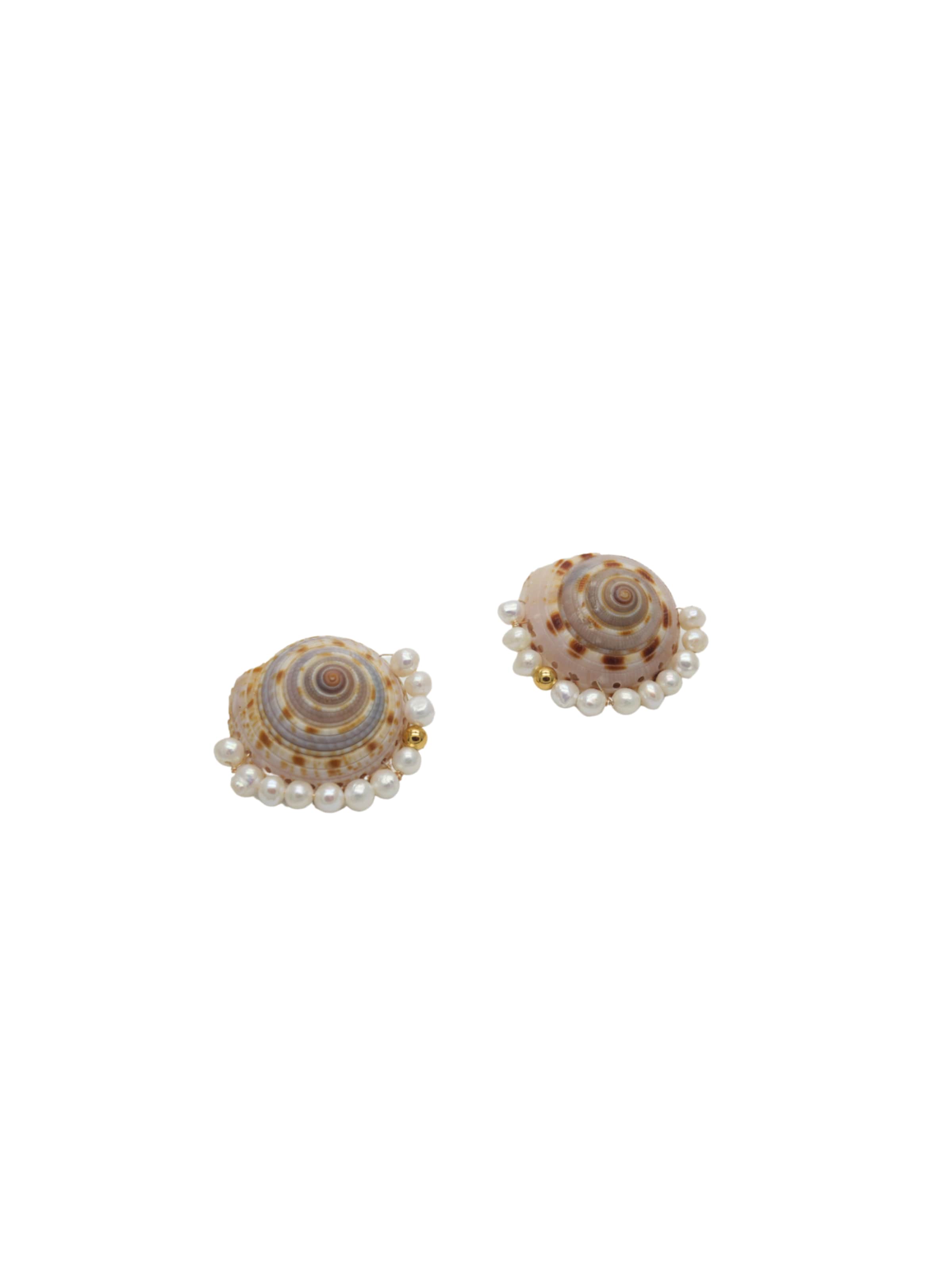 Boucles d'oreilles 'Chanel en coquillage' LA MAISON GISEL B. en gris : devant
