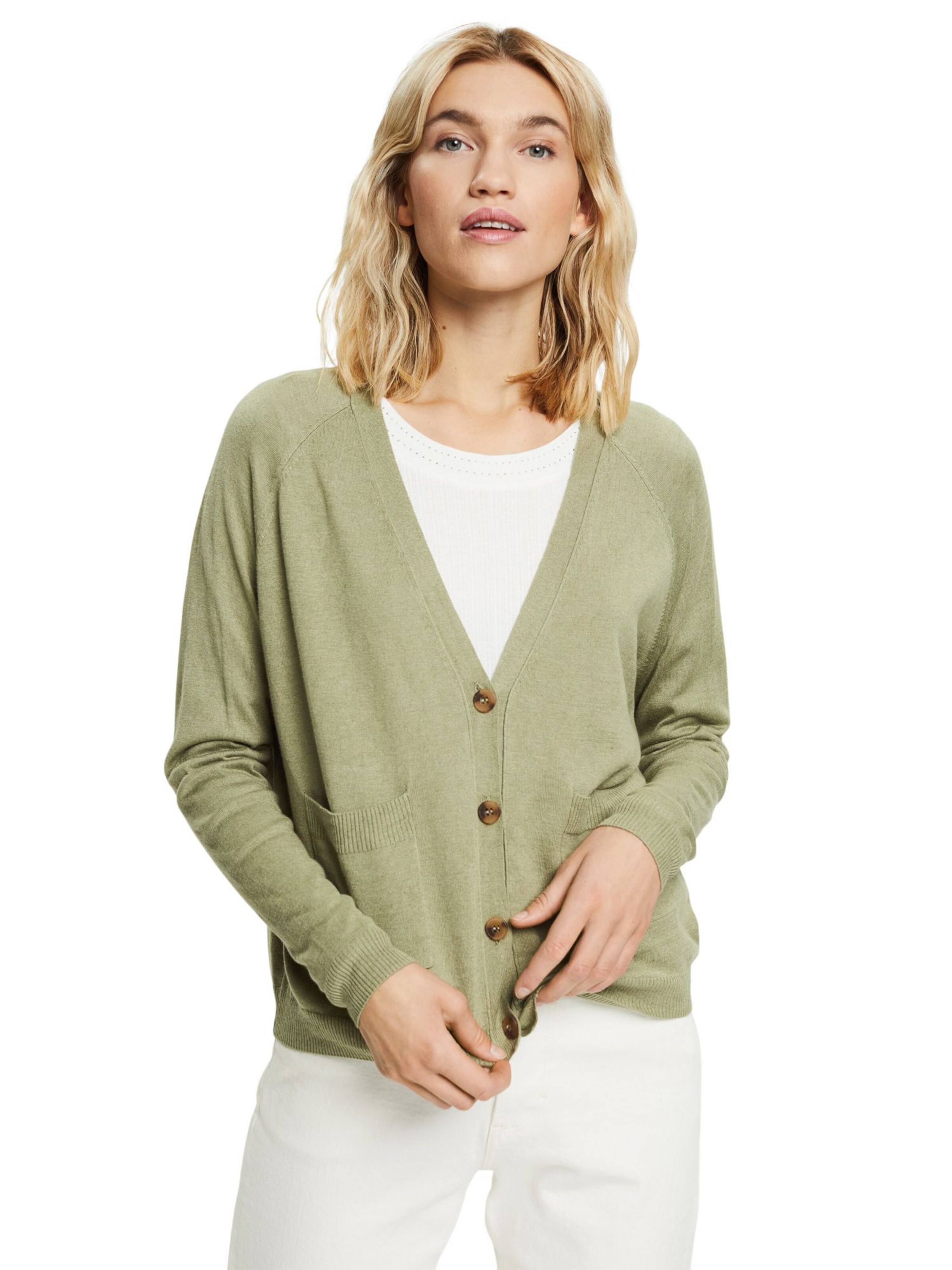Frauen Pullover & Strick ESPRIT Strickjacke in Khaki - SP06588 Frauen Pullover & Strick ESPRIT Strickjacke in Khaki - SP06588