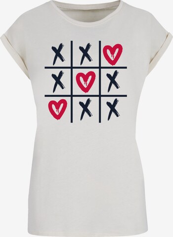F4NT4STIC T-Shirt 'Valentinstag Herz Tic Tac Toe' in Beige: Vorderseite