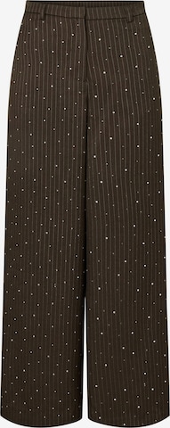 PIECES Wide leg Broek 'PCFALKA' in Bruin: voorkant