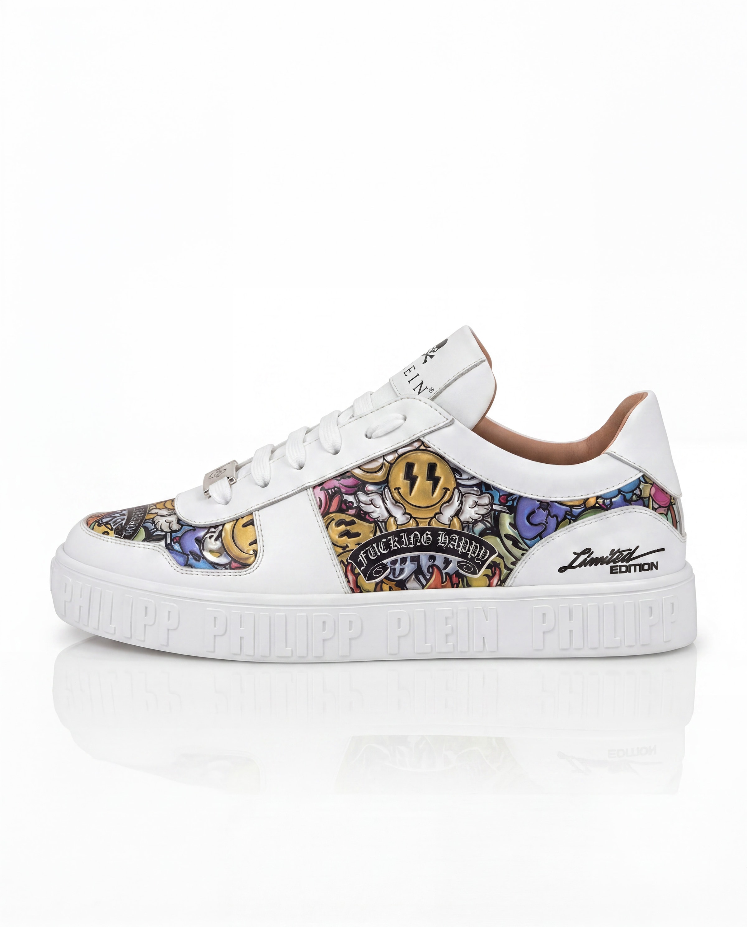 Philipp Plein Sneakers laag ' Smile ' in Wit: voorkant