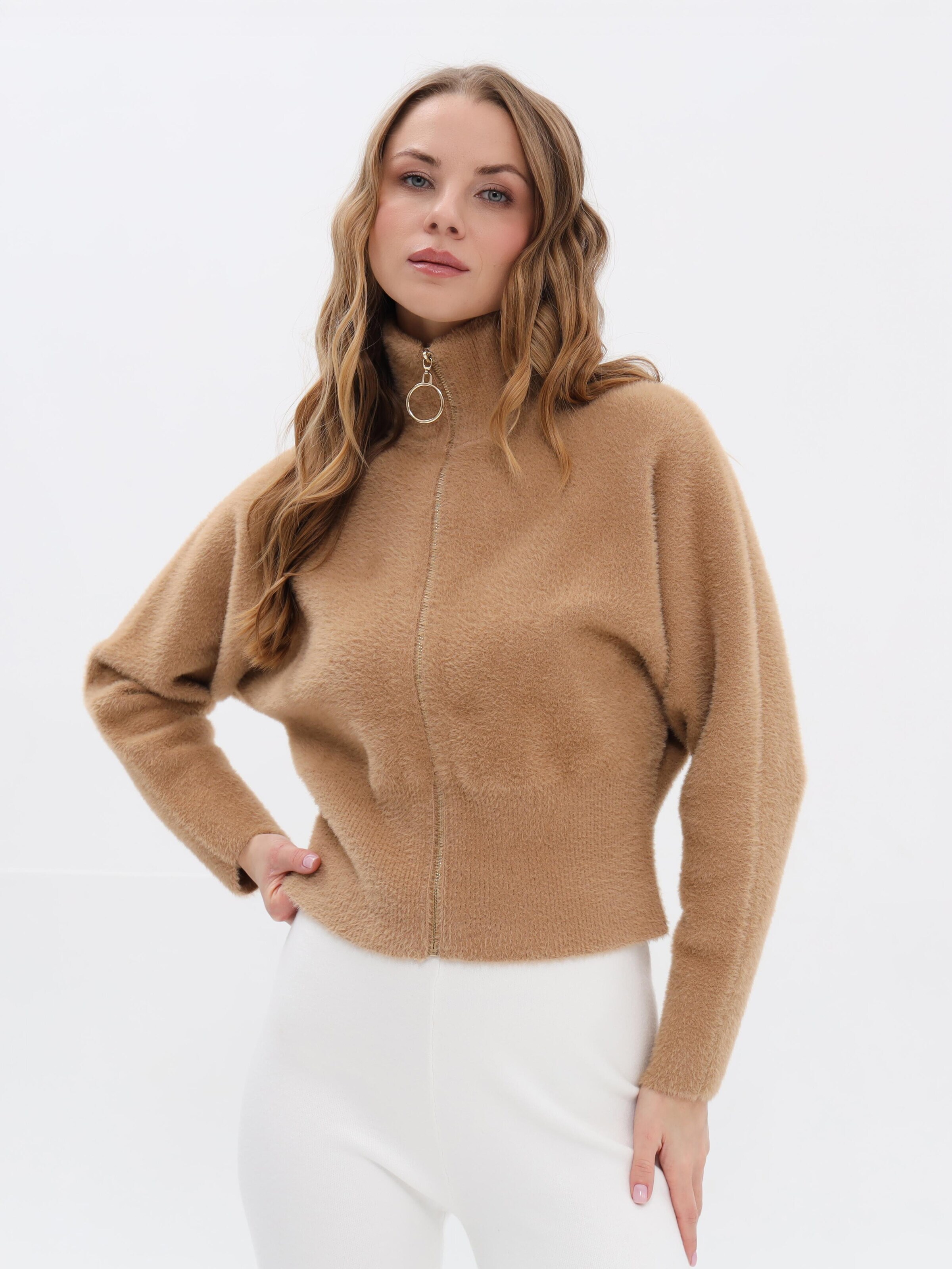 Passioni Fleece Jacket in Beige: front
