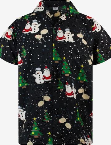 King Kameha Regular fit Overhemd 'Christmas Buddies' in Zwart: voorkant