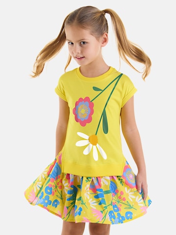 Denokids Jurk 'Flower Garden' in Geel: voorkant
