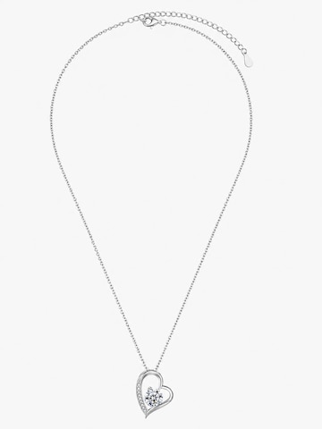 Staufergold Necklace 'Kette „Herzstern“ – Herzanhänger mit Zirkonia-Mittelstein & Pavé-Linie – Silber' in Silver: front