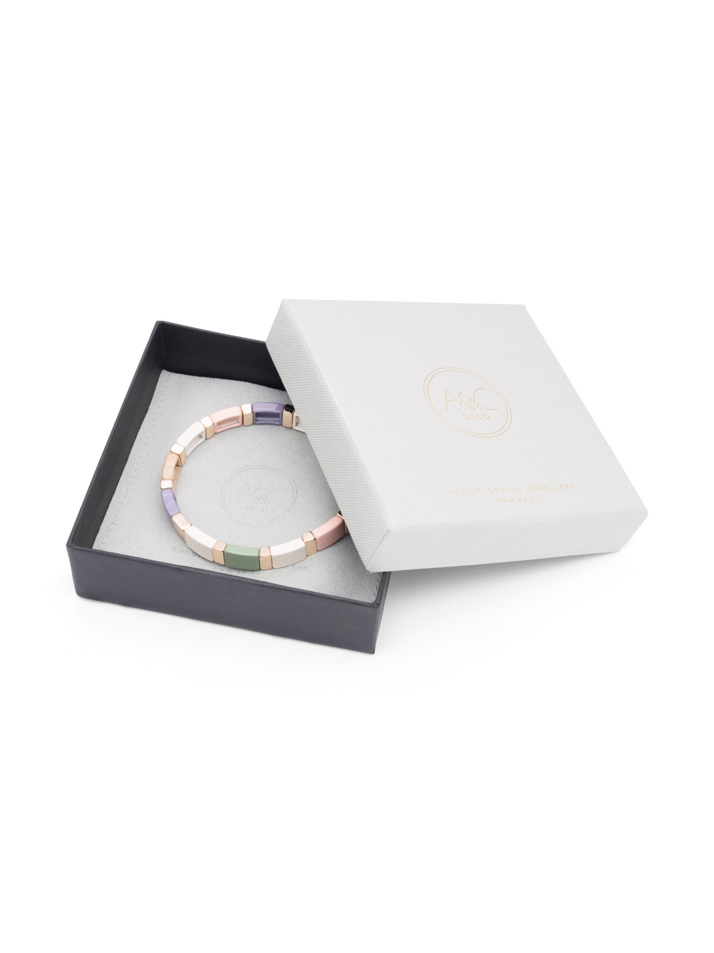 A&C Oslo – Nordic Design Jewellery Armband 'Enamel Tiles' in Gemengde kleuren