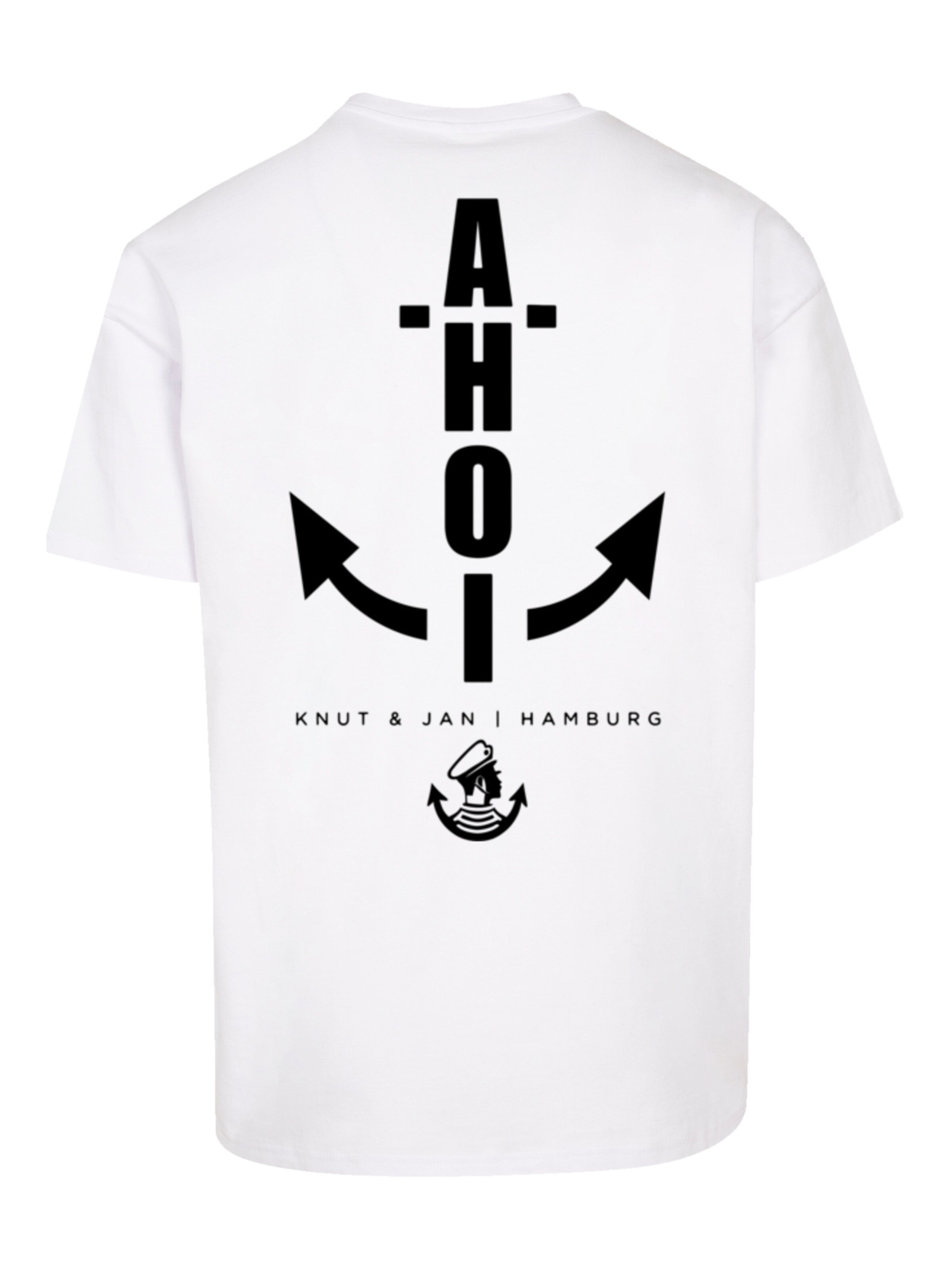 T-Shirt 'Ahoi Anker Knut & Jan Hamburg' F4NT4STIC en blanc