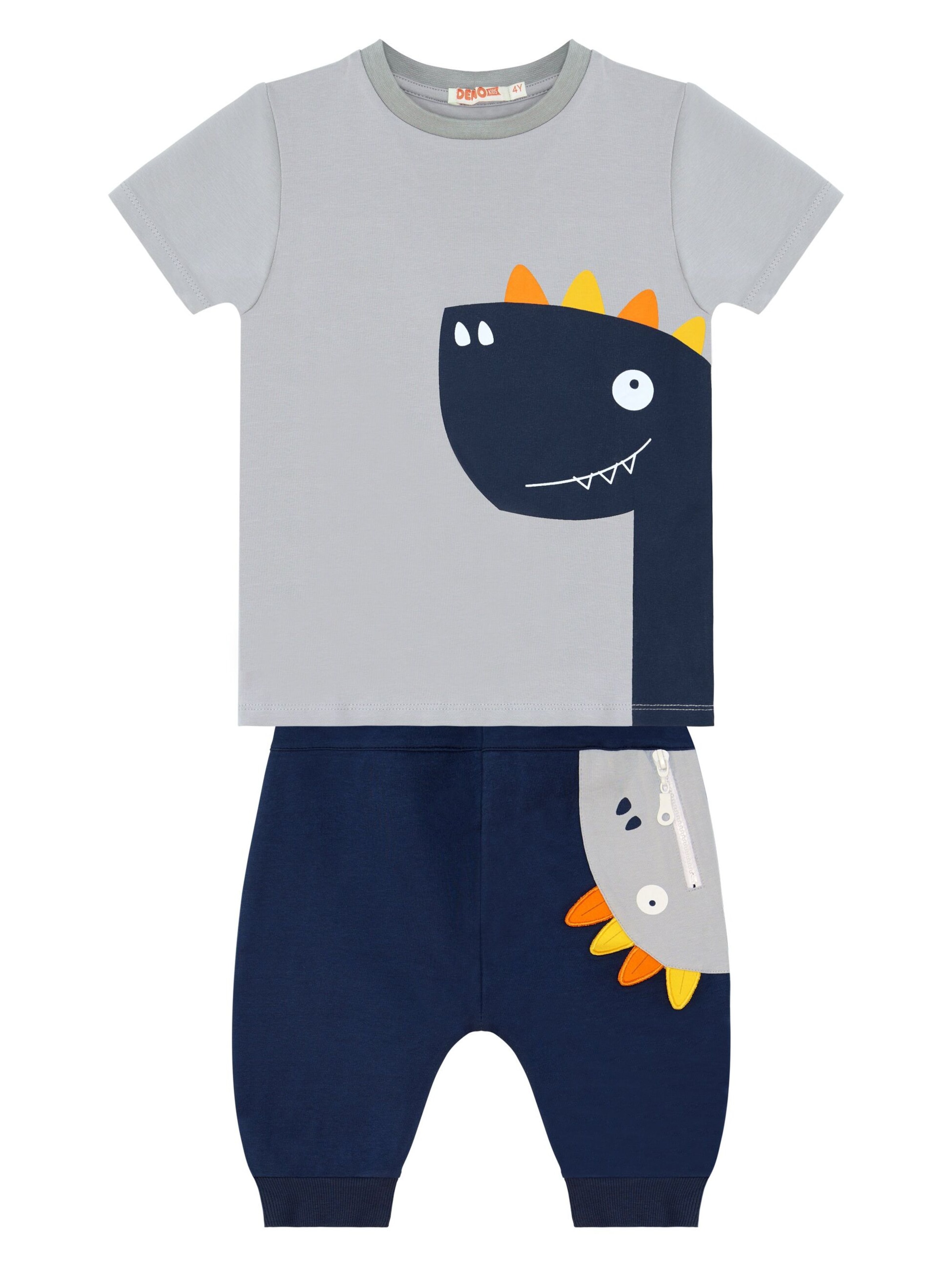 Denokids Set 'Dino Lui' in Grau: Vorderseite