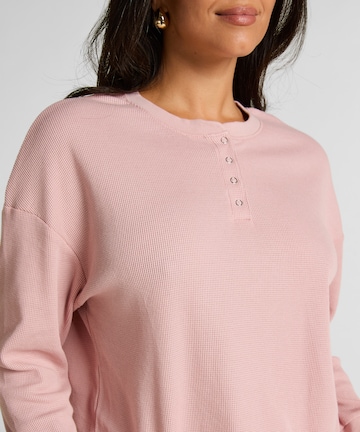 Hunkemöller Schlafshirt 'Waffle Henley' in Pink