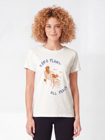 Watapparel T-Shirt 'Zero Plans All Peace' in Weiß: Vorderseite