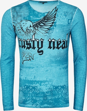 Rusty Neal Langarmshirt mit coolem Front- Print in Blau: predná strana