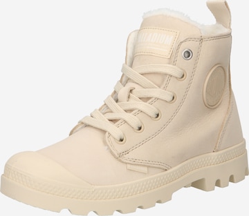 Palladium Lace-Up Ankle Boots 'Pampa' in Beige: front