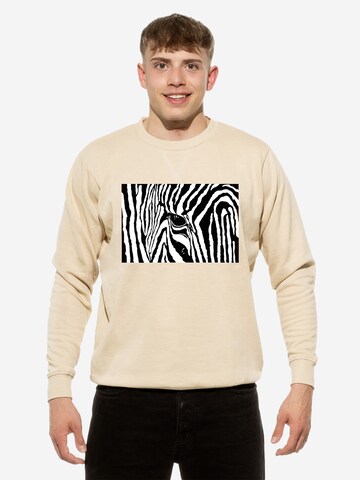 Sweat-shirt 'Black & White Zebra Eye' Cotton Prime en beige : devant