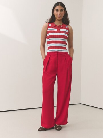Next Wide leg Pleat-front trousers in Red