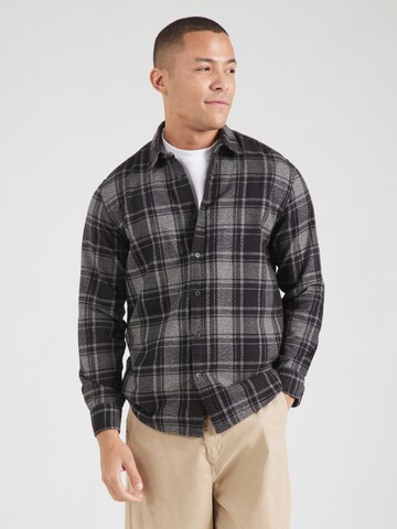 SELECTED HOMME Regular fit Button Up Shirt 'SLHOWen' in Black: front