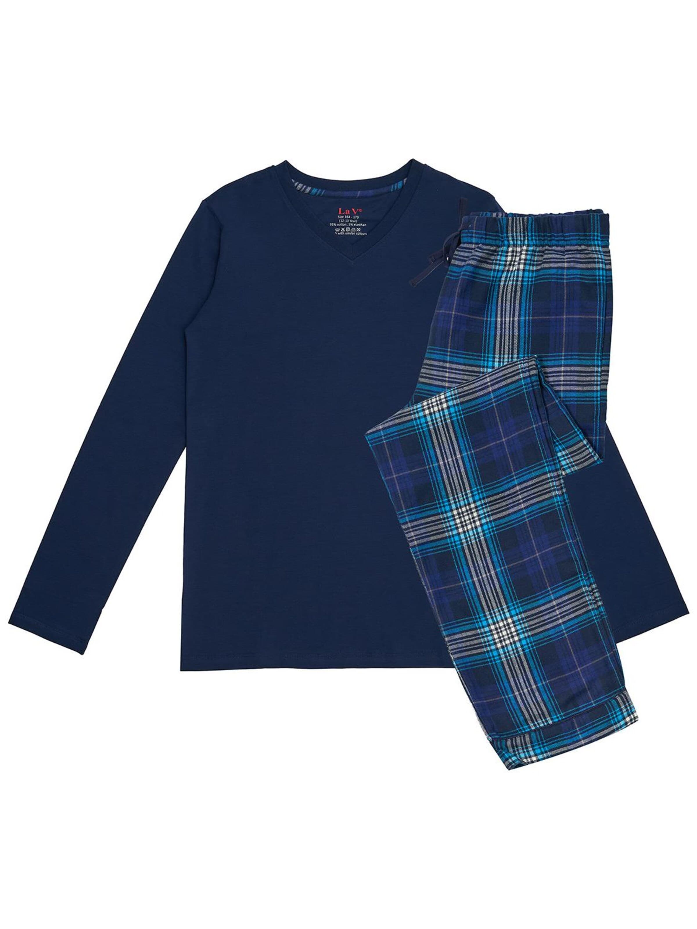 La V Pajamas in Blue: front