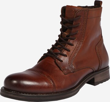 JACK & JONES Lace-up boots in Brown: front