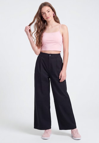MYMO Wide leg Pleat-front trousers in Black