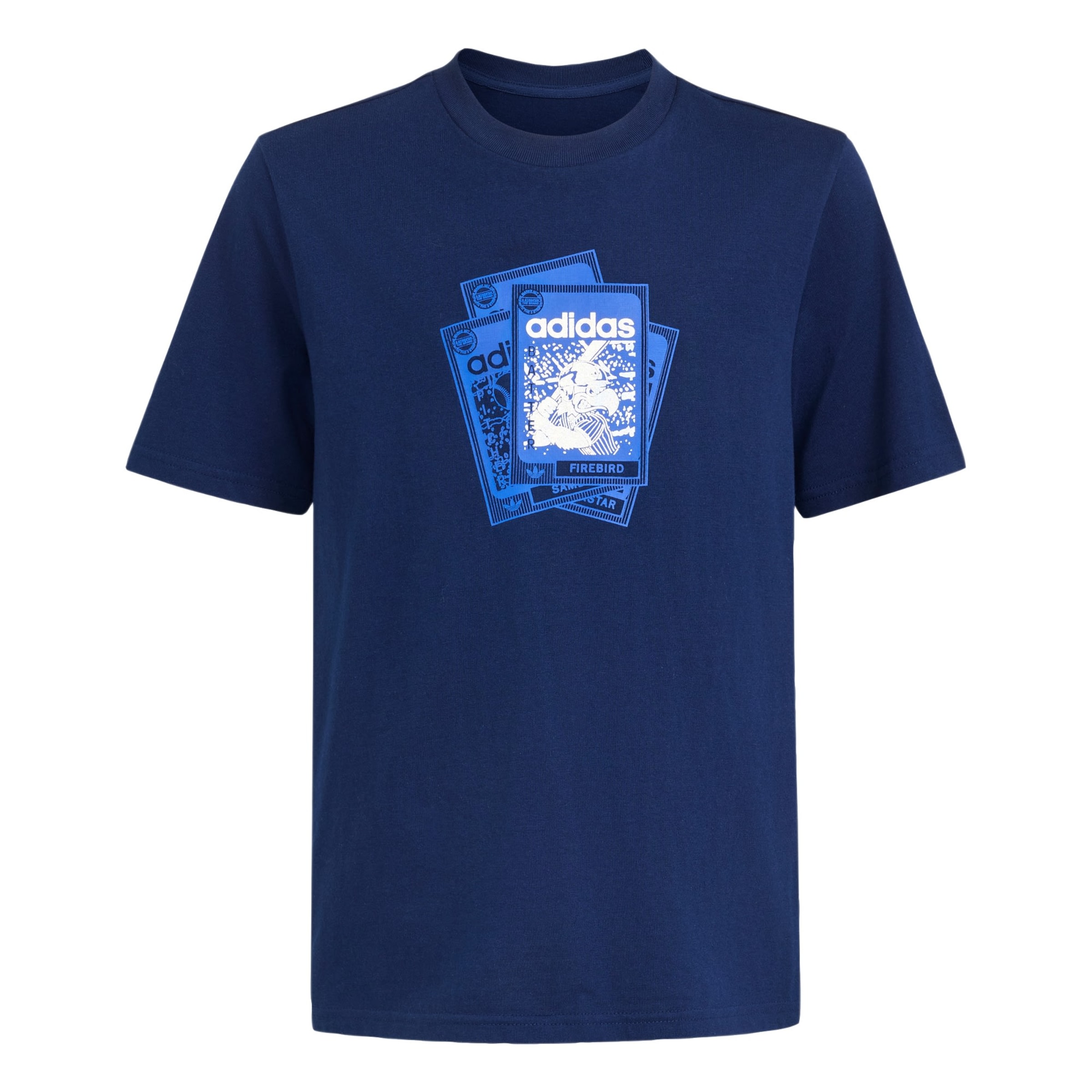 ADIDAS ORIGINALS T-Shirt 'Firebird' in blau / navy / silber, Produktansicht