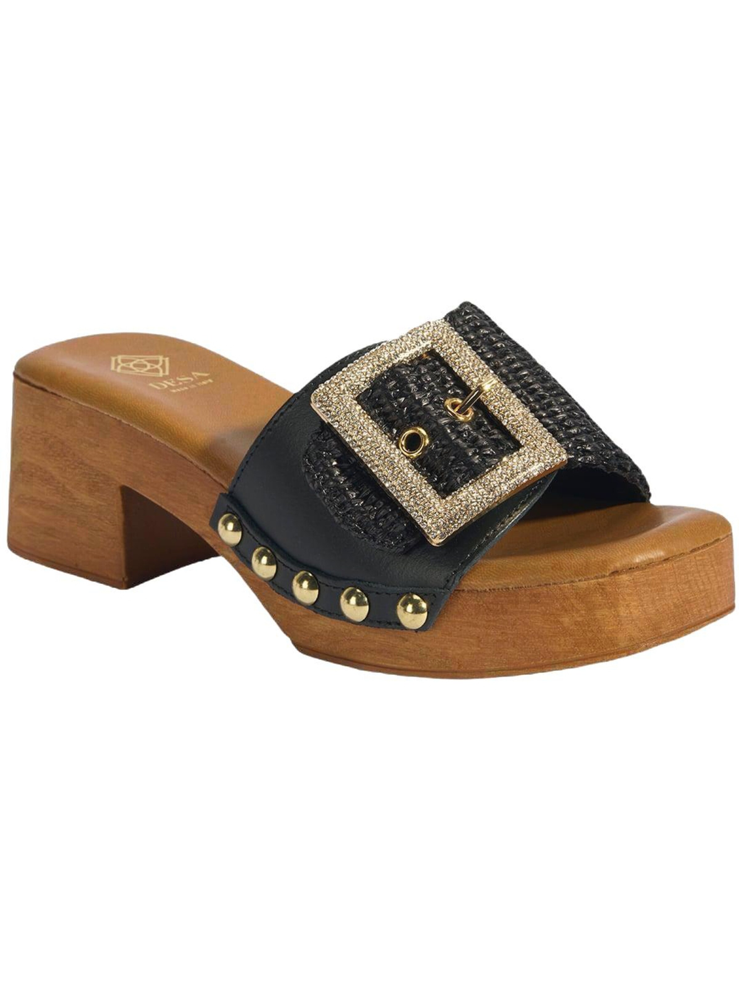 Desa Slipper 'Hausschuhe mit Absatz' in Black