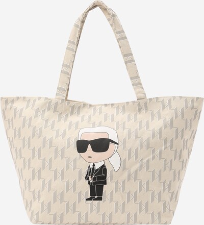 Pirkinių krepšys 'Ikonik' iš Karl Lagerfeld, spalva – smėlio spalva / šviesiai pilka / juoda / balta, Prekių apžvalga