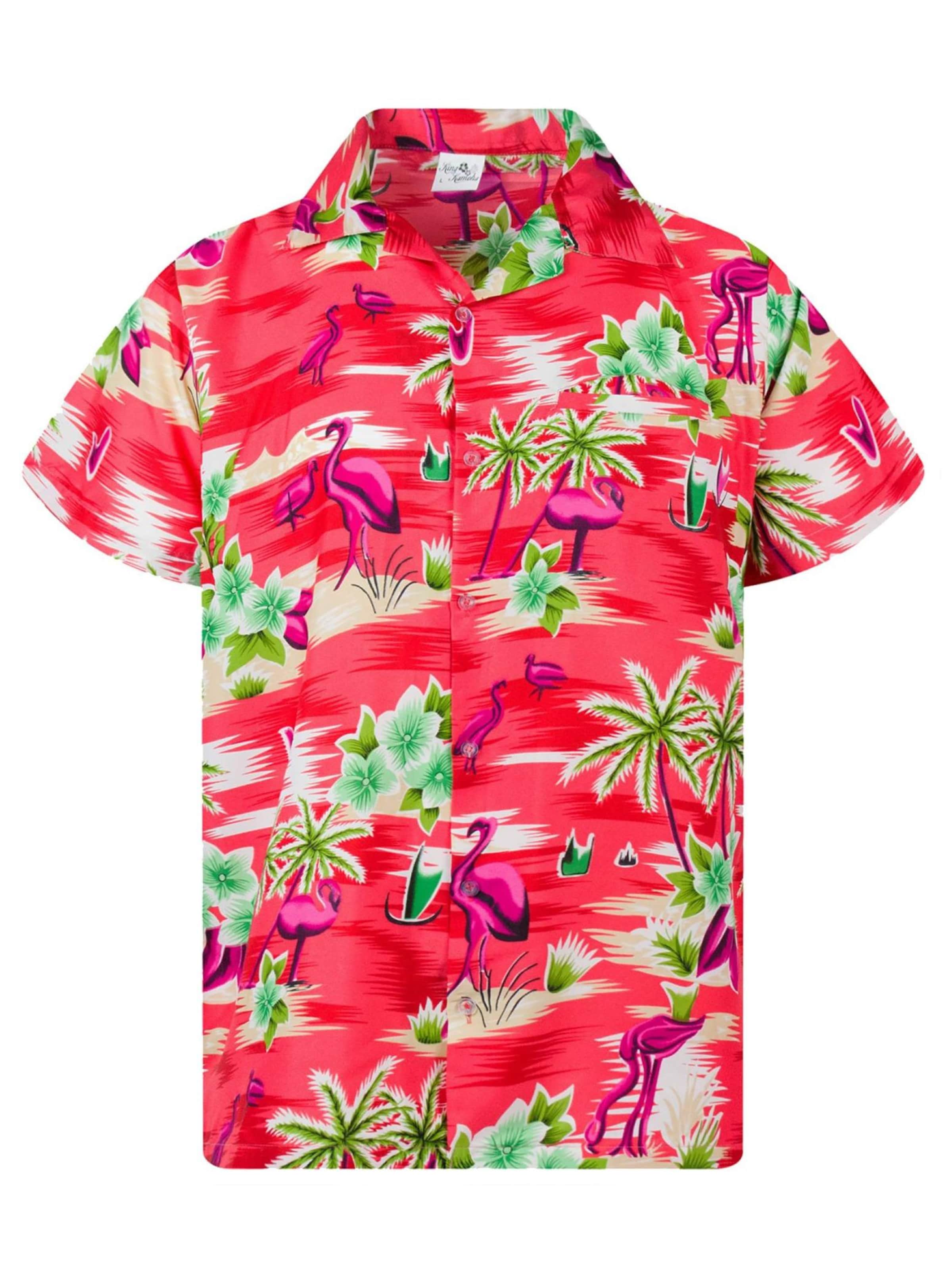 Maglietta 'Flamingos' di King Kameha in rosso: frontale