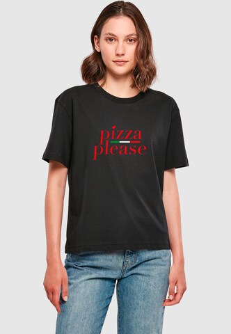 T-shirt 'Pizza Please' Miss Tee en noir : devant