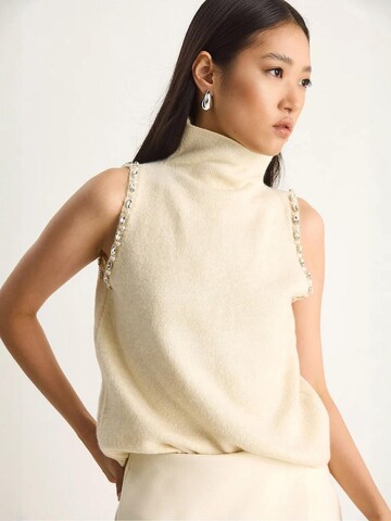 Bianco Lucci Gebreide top in Beige