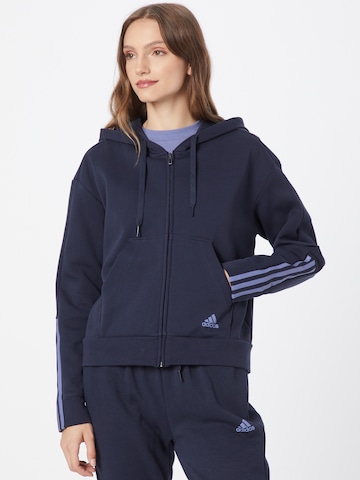 ADIDAS SPORTSWEAR Athletic Zip-Up Hoodie in Blue: front