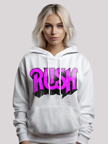 F4NT4STIC Sweatshirt 'Rush Rock Band Distressed Logo' in Wit: voorkant