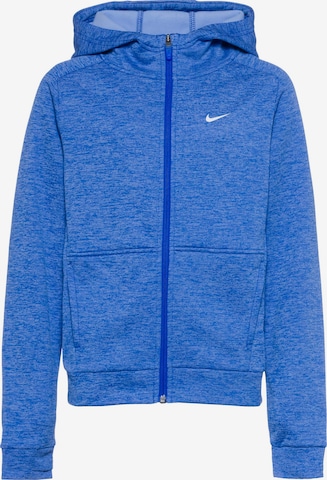 NIKE Athletic Zip-Up Hoodie in Blue: front