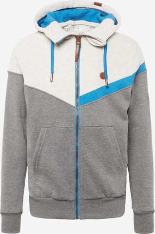 Alife and Kickin Zip-Up Hoodie 'Julian AK' in Grey: front