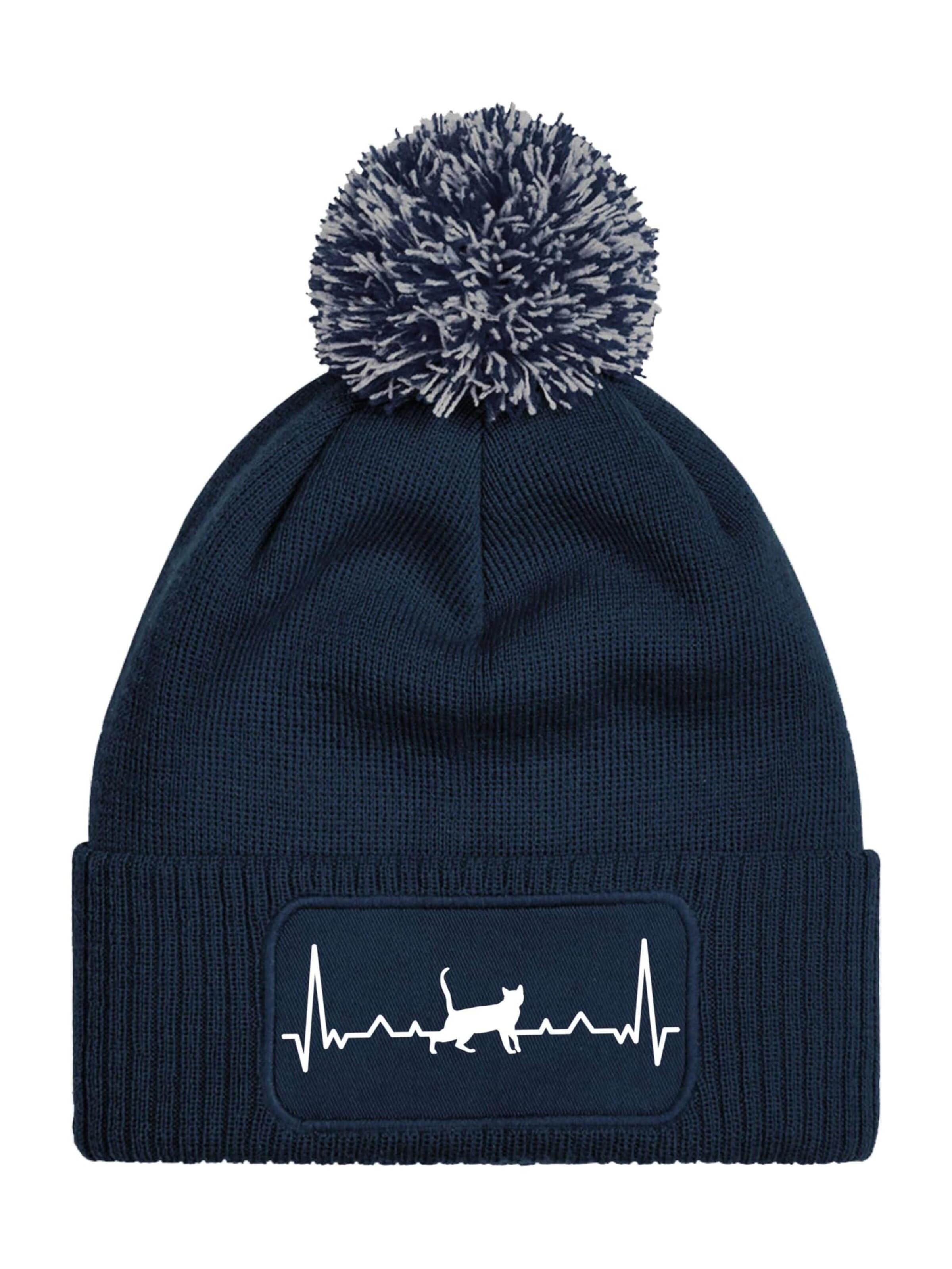 Youth Designz Mütze 'Heartbeat Katze'‌‌‌‌‌‌ in Blau: Vorderseite