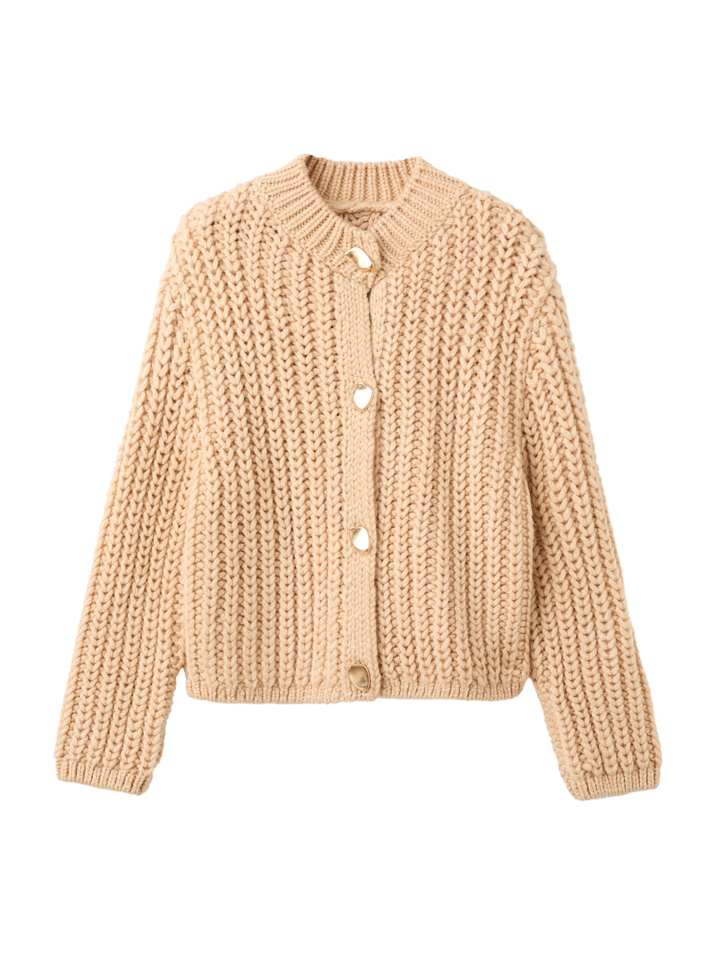 Geacă tricotată 'Farina' de la MANGO pe bej: față