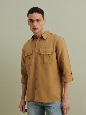 DAN FOX APPAREL Regular fit Button Up Shirt 'Arthur' in Beige