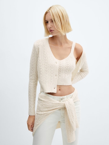 MANGO Broderad topp 'BILLY' i beige: framsida