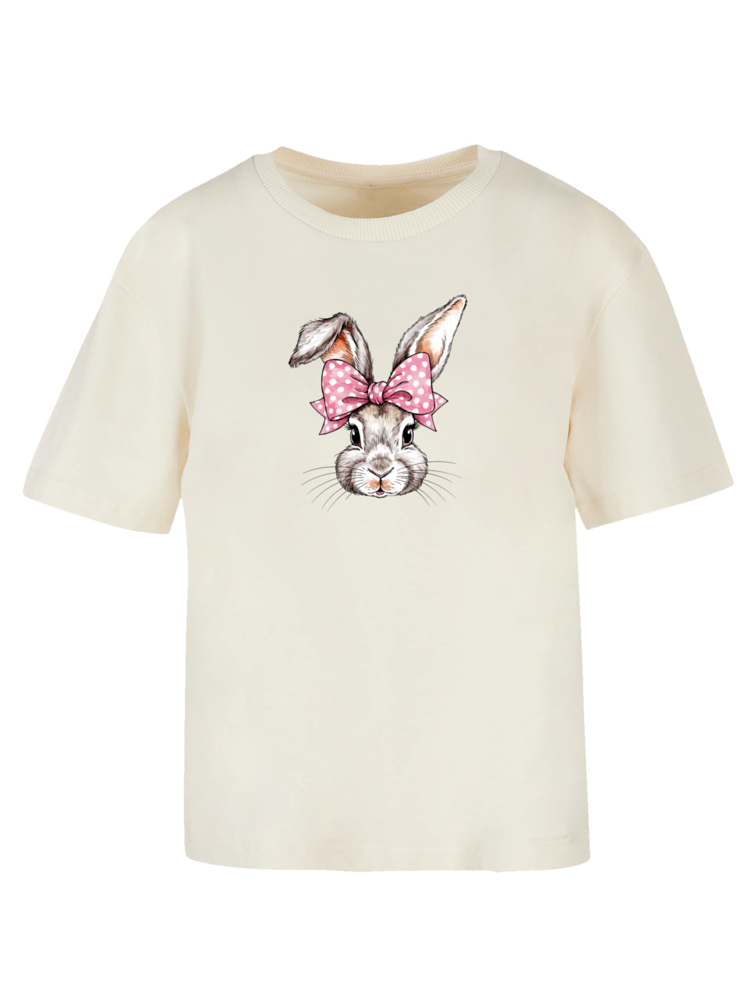 F4NT4STIC Shirt 'Niedlicher Hase mit Schleife' in Beige: voorkant