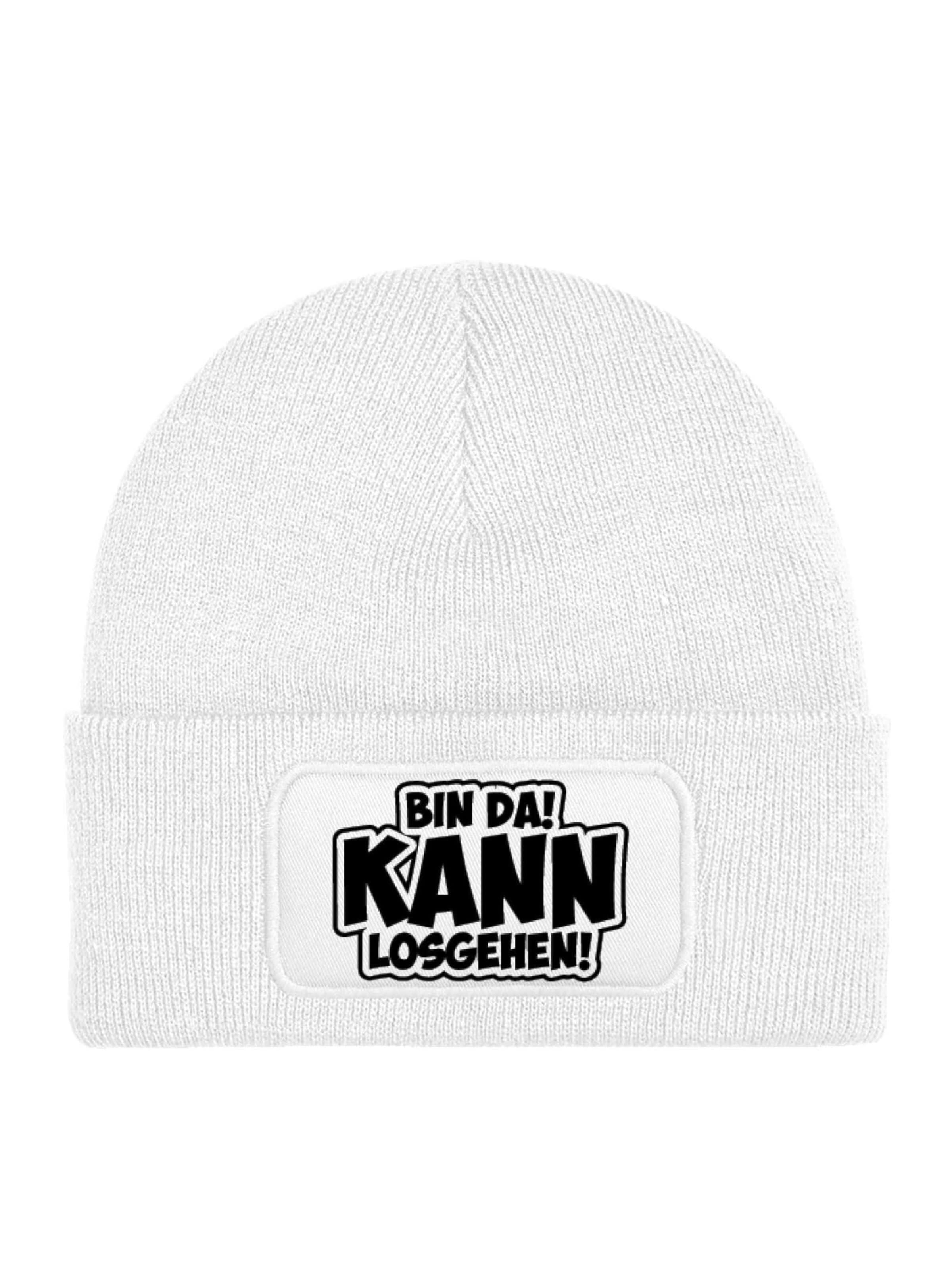 Youth Designz Beanie 'Bin da, kann losgehen' in White: front