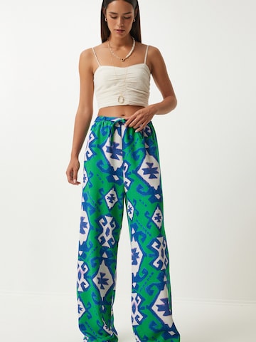 Happiness İstanbul Široke hlačnice Hlače | zelena barva