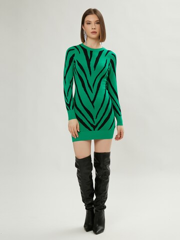 Influencer Pletené šaty - Zelená