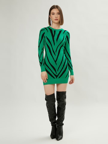Influencer Gebreide jurk in Groen