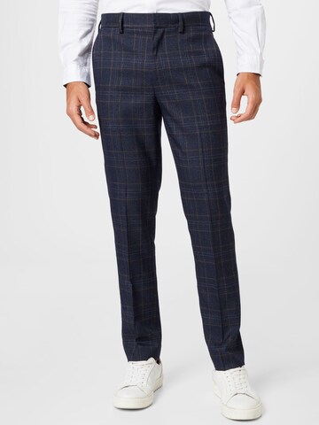 BURTON MENSWEAR LONDON Slim fit Trousers with creases in Blue: front