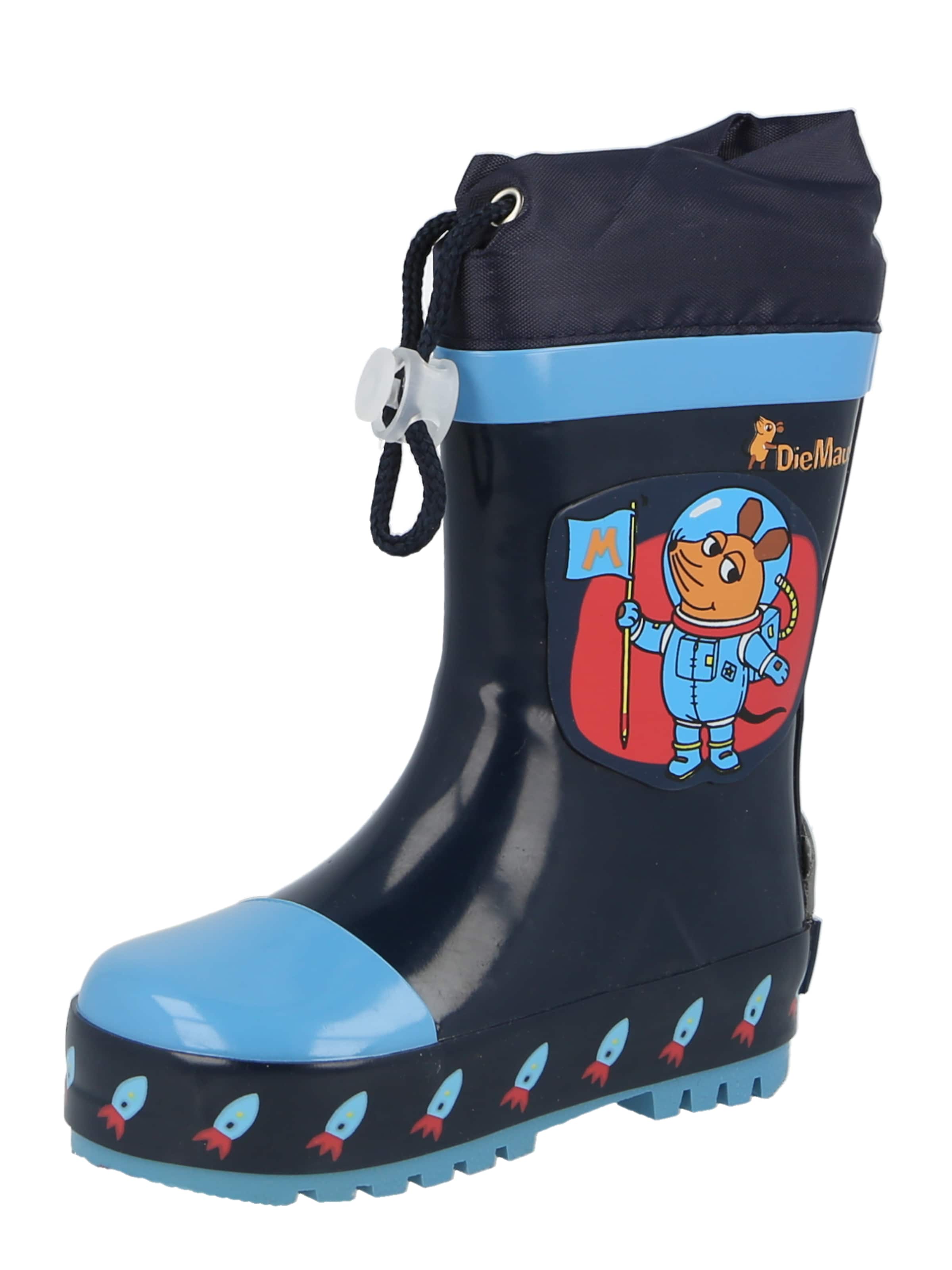 PLAYSHOES Regenlaarzen &#x27;Die Maus Weltraum&#x27; in Blauw: voorkant