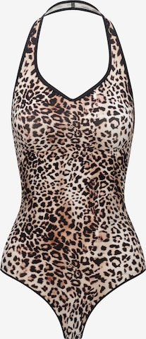 Body modellante 'Neckholder Shapewear mit String' di cfab (formerly creamy fabrics) in marrone: frontale