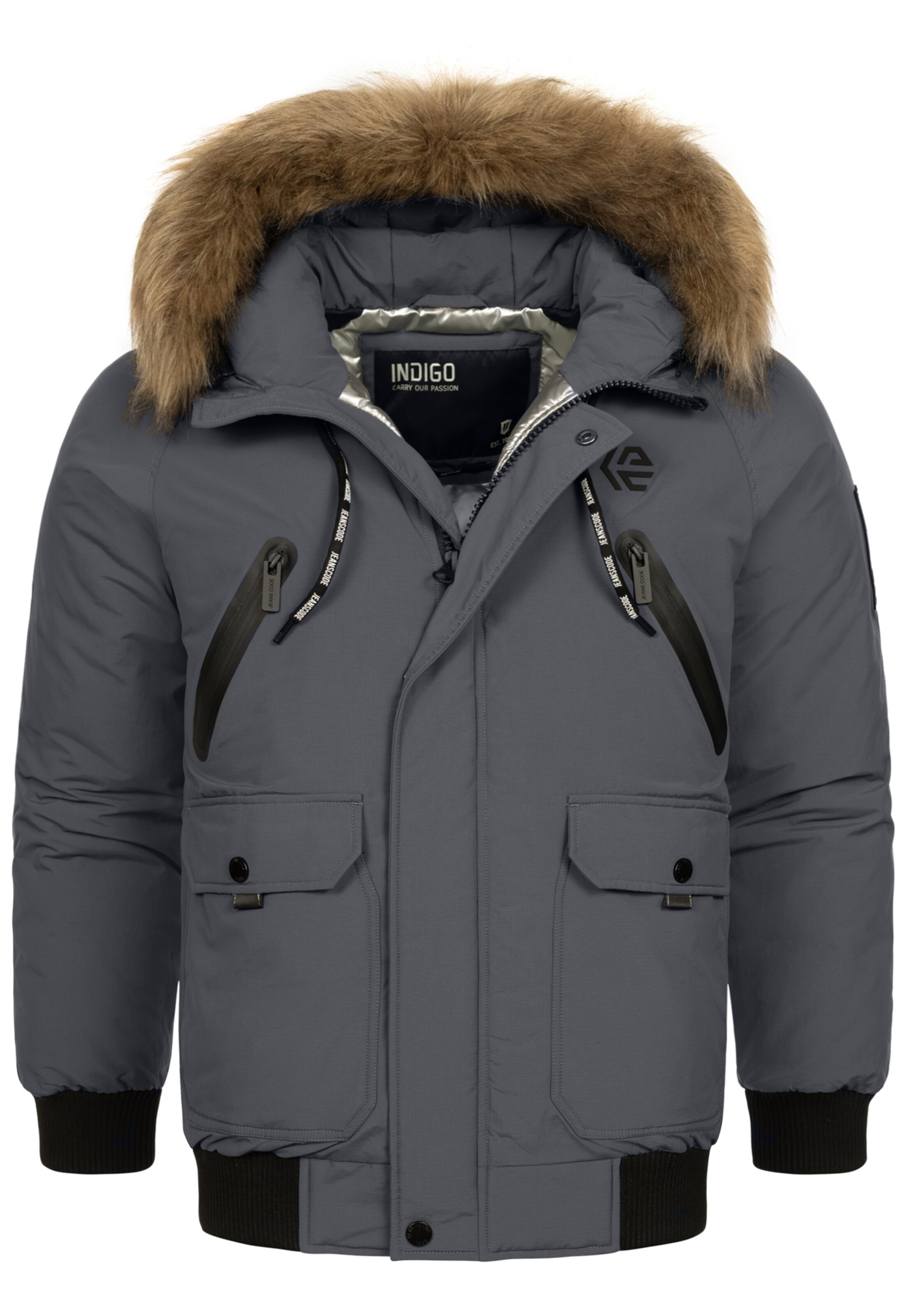 INDICODE JEANS Winter jacket ' Zakai ' in Grey: front