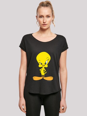 F4NT4STIC Shirt 'Looney Tunes Angry Tweety' in Zwart: voorkant