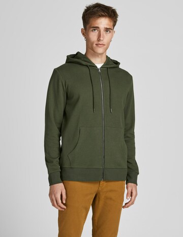 JACK & JONES Кофта на молнии в Зеленый: спереди