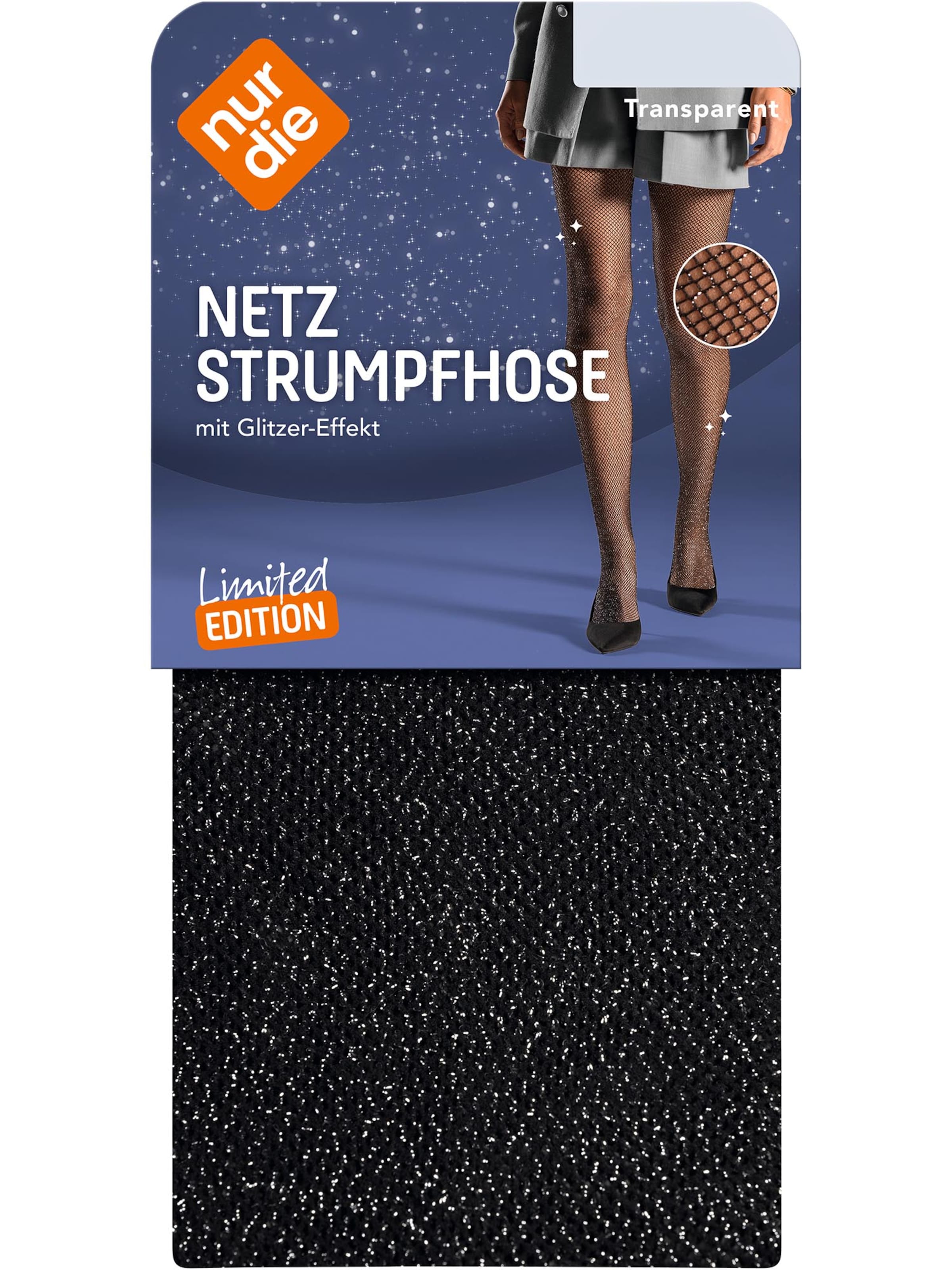 Collants ' Glitzer Netzstrumpfhose ' Nur Die en noir